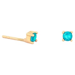 14 ct Gold Lab Paraiba Stud Earrings.