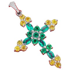 Multicolor 14k Gold Kreuz-Anhänger