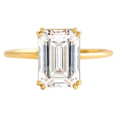 1.00 ct Emerald cut moissanite 14k gold ring