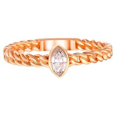 Marquise moissanite Cuban Link 14k gold ring.
