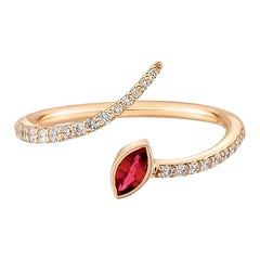 Lab ruby, moissanites open ended 14k gold ring