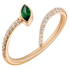 Lab emerald marquise open ended 14k gold ring