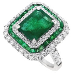 IGI Certified 2,89ct Esmeraldas Naturales 0,87 Quilates Diamantes Naturales Anillo de Oro de 18K