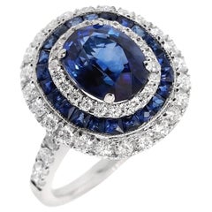 IGI Certified 2.87ct Natural Sapphires and 0.74ct Diamonds 18k White Gold Ring