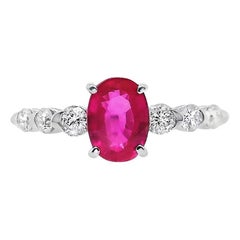 IGI Certified 1.13ct Pink-Sapphire and 0.32ct Natural Diamonds Platinum Ring