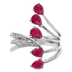 IGI Certified 1.38ct Fine-Color Rubies 0.17ct Diamonds 18k White Gold Ring