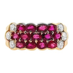 IGI Certified 1.24ct Natural Rubies and 0.41ct Diamonds 18k Yellow Gold Ring