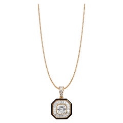 GIA Report Certified 1 Carat Asscher Cut E VS Diamond Halo Pendant Necklace