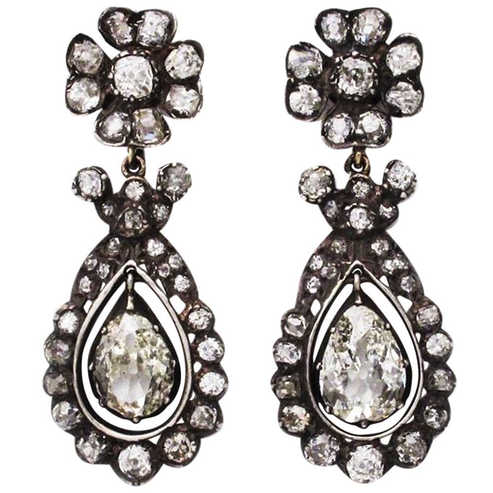 Antique Victorian Diamond Earrings For Sale