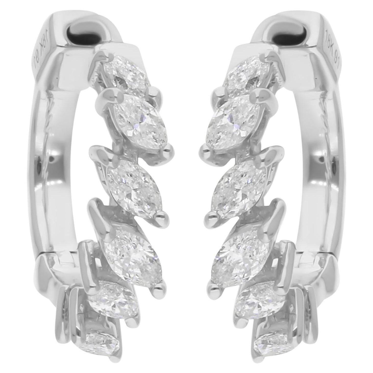 Natural 0.55 Carat SI/H Marquise Diamond Earrings 14 Karat White Gold Jewelry