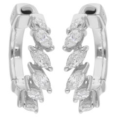 Pendientes de diamantes marquesa SI/H naturales de 0,55 quilates Joyas de oro blanco de 14 quilates