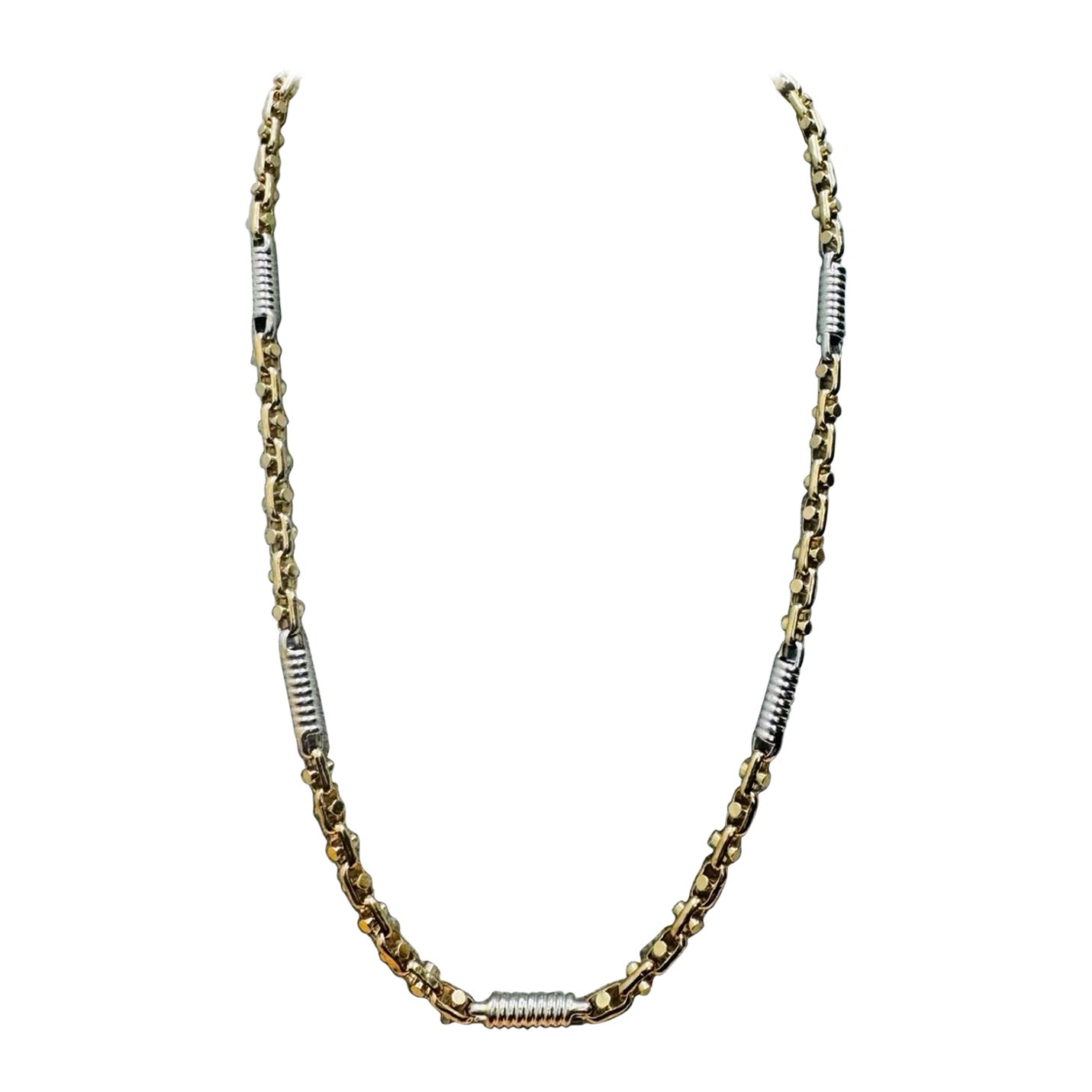 Vintage Italian 14K Gold Two-Tone Men's Fancy 5.65mm Chain