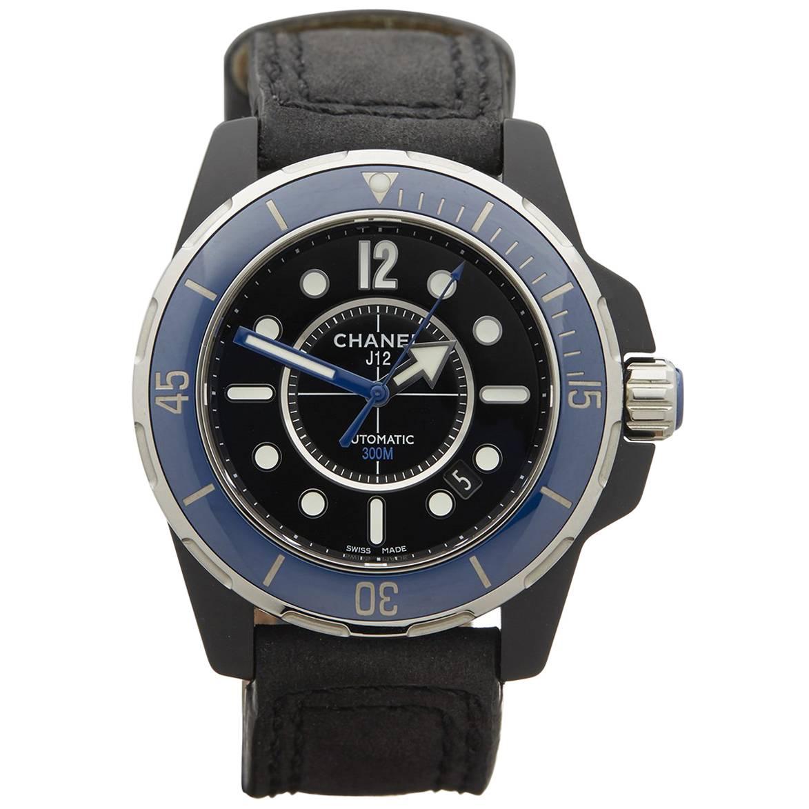 Chanel Stainless Steel J12 Marine Ceramic Bezel PVD Coated Automatic Wristwatch