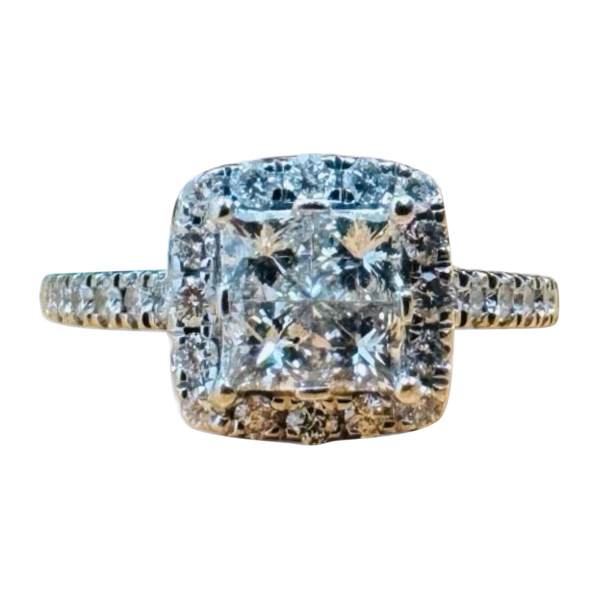 Modern 1.14 Carat Diamonds Engagement Ring 14k White Gold