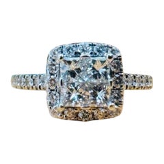 Anello di fidanzamento moderno con diamanti da 1,14 carati, oro bianco 14k