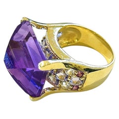 Bochic Orient Amethyst & Fancy Color Saphir Cocktail-Ring 18K Gold & Silber