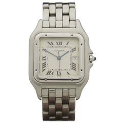 Cartier Stainless Steel White Dial Quartz Wristwatch 1300 2000s