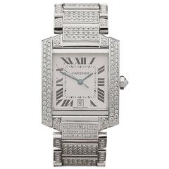  Cartier White Gold Tank Francaise Automatic Wristwatch Ref 2366 2000