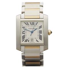  Cartier Yellow Gold Stainless Steel Tank Francaise Automatic Wristwatch