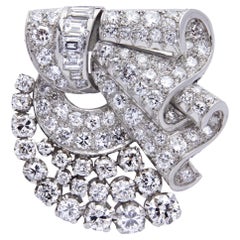 Antique French Art Deco Platinum & Diamond Clip Brooch