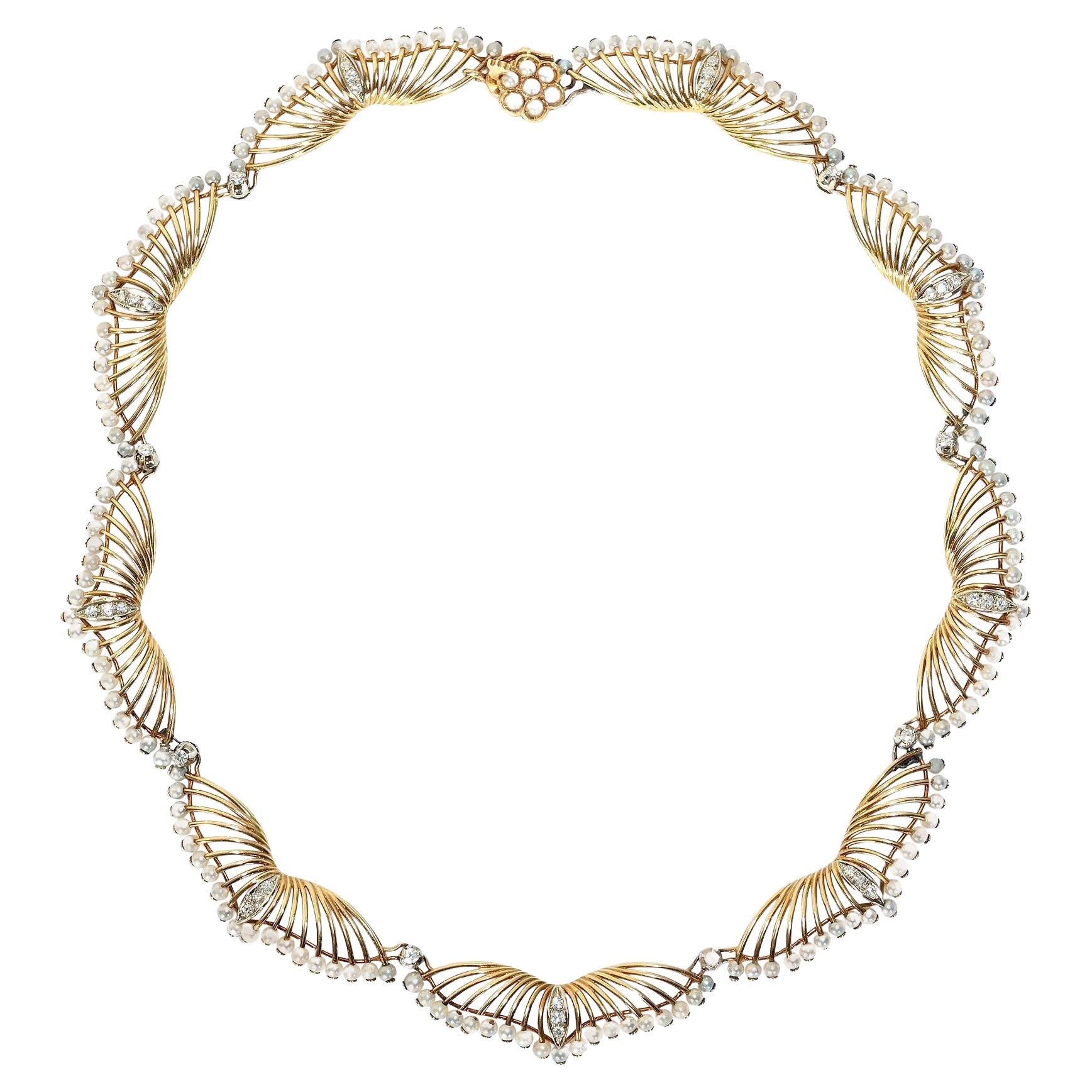 Kwiat Pearl and Diamond Gold Necklace