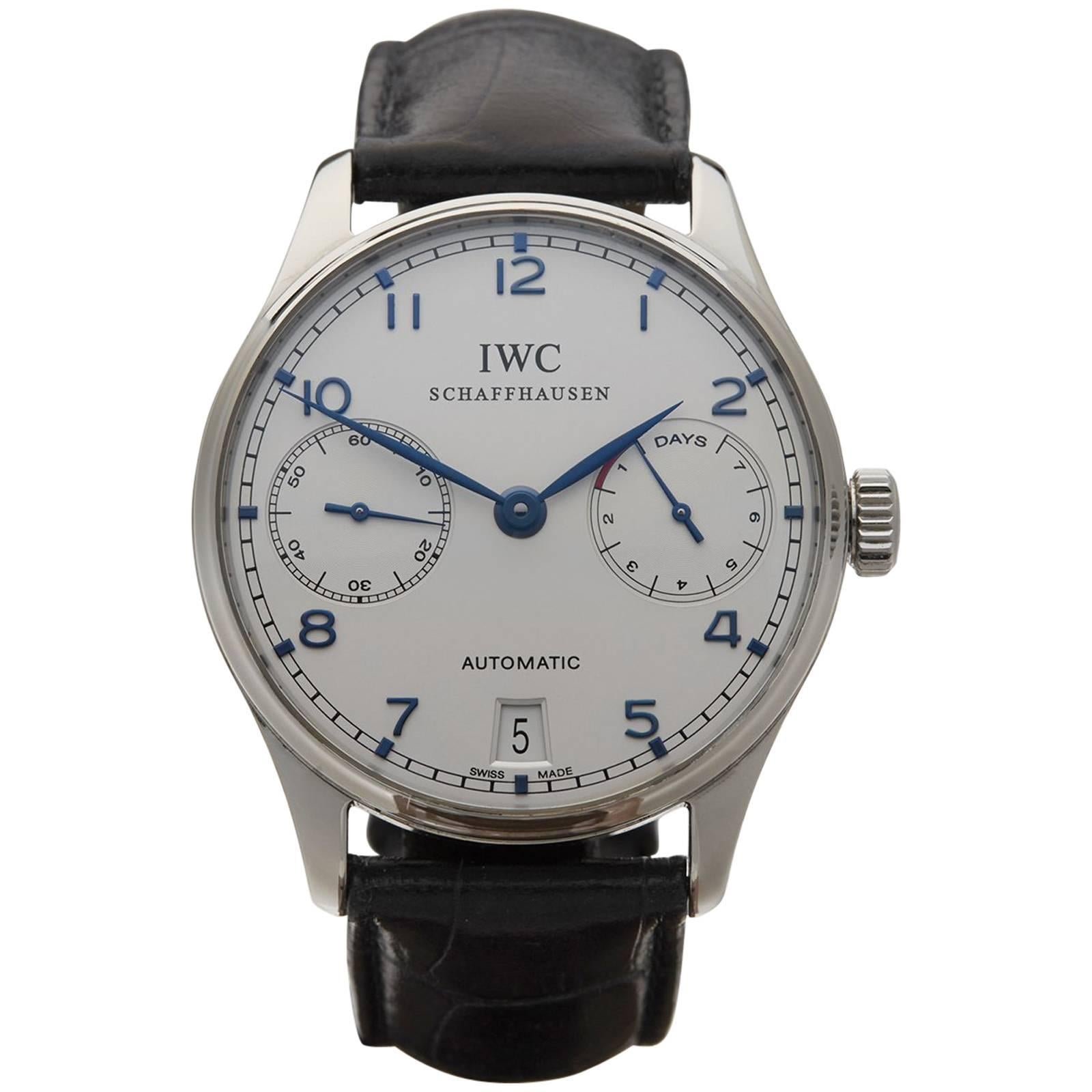  IWC Stainless Steel Portuguese 7 Day Power Reserve Automatic Wristwatch