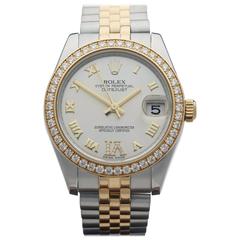  Rolex Yellow Gold Stainless Steel Diamond Datejust Automatic Wristwatch 