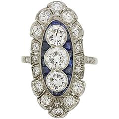 Art Deco Diamond & Sapphire Cluster Ring, c.1920s 3