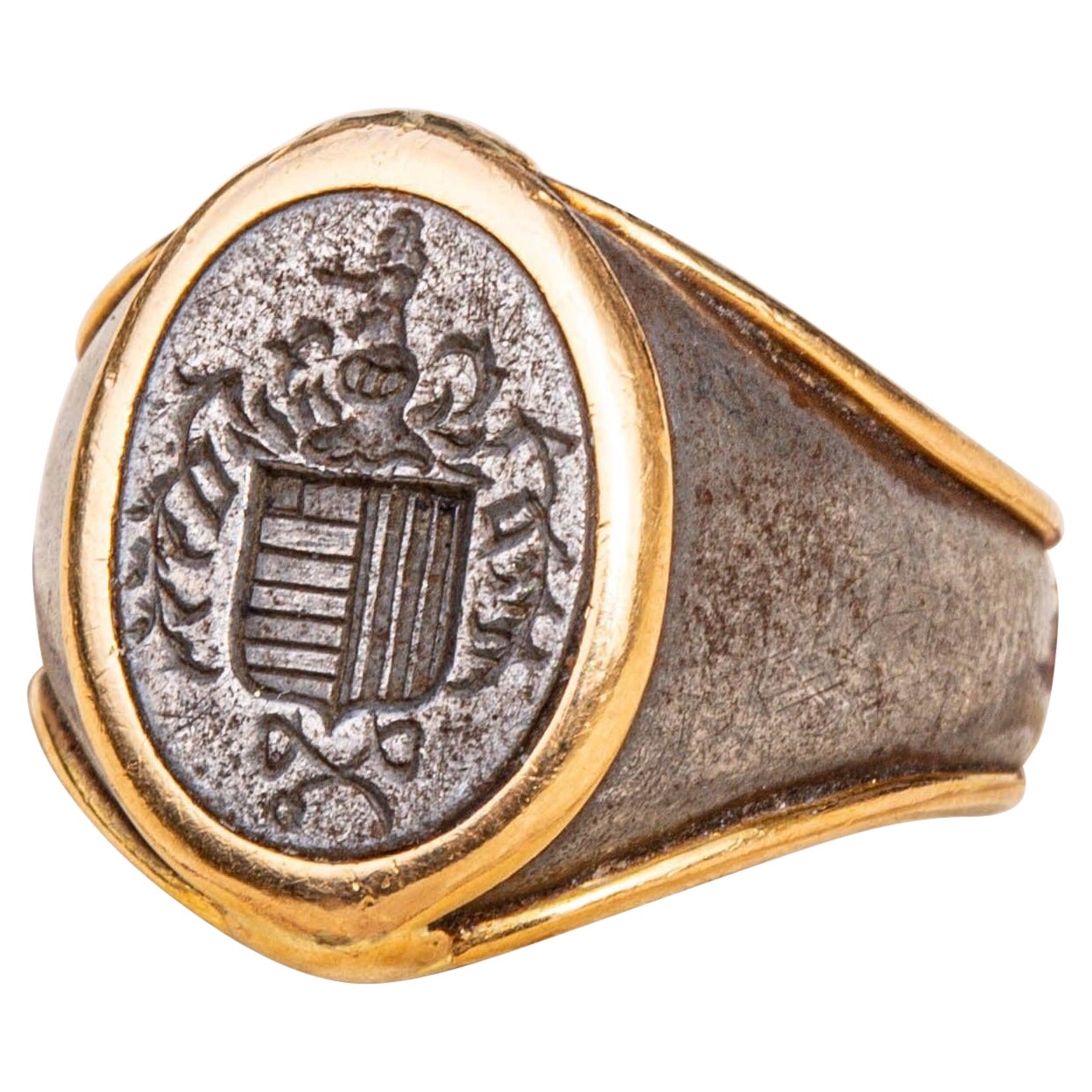 Portugiesisches Siegel aus Stahl und Gold im Angebot