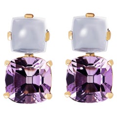 Pendientes Alex Jona Amatista Calcedonia Oro Amarillo 18 Kilates