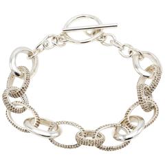 Pave Diamond and Sterling Silver Link Bracelet 11