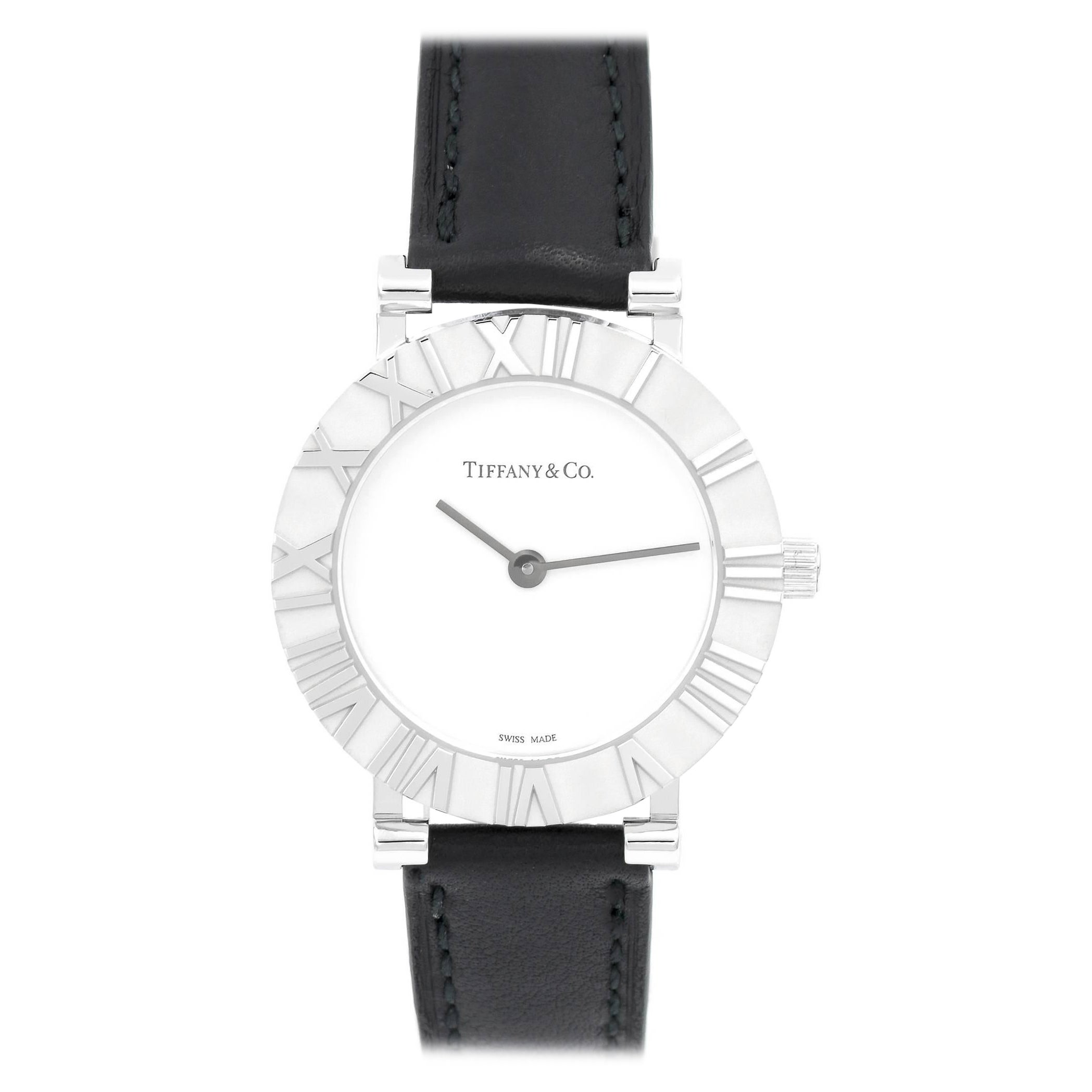 Tiffany & Co. Reloj de pulsera de cuarzo Atlas de plata de ley para señora
