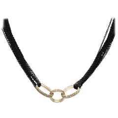 Diamond Link Necklace on Oxidized Sterling Silver Chains Necklace