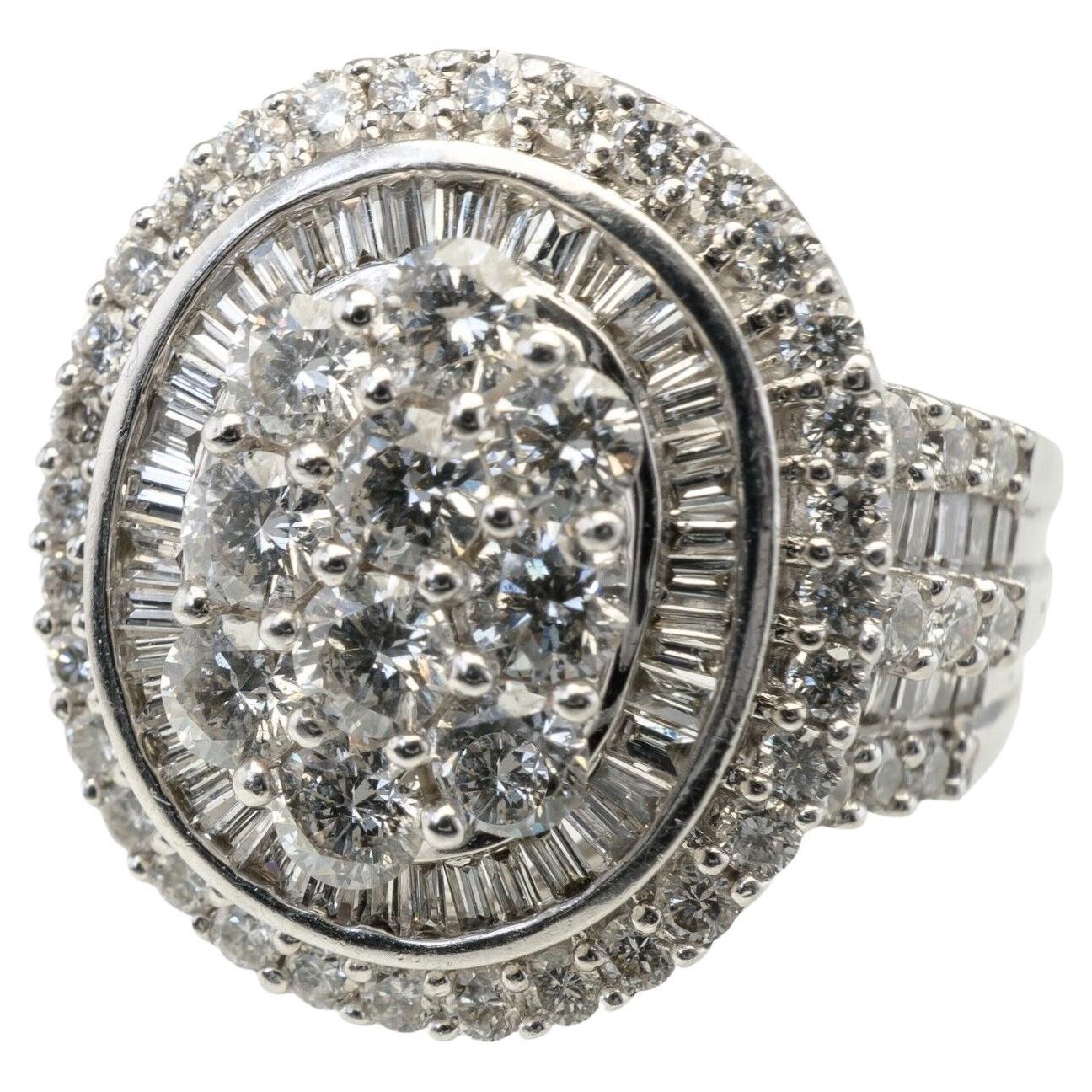 Natural Diamond Ring 14K White Gold Cocktail 2.44 TDW Zai Cluster