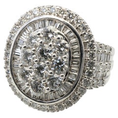 Natural Diamond Ring 14K White Gold Cocktail 2.44 TDW Zai Cluster