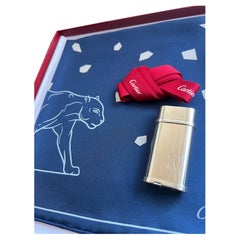 Ensemble cadeau Cartier Palladium Lighter & Cartier Écharpe en soie originale Cartier