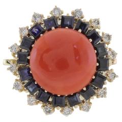 Luise Diamonds Blue Sapphires Coral Gold 4