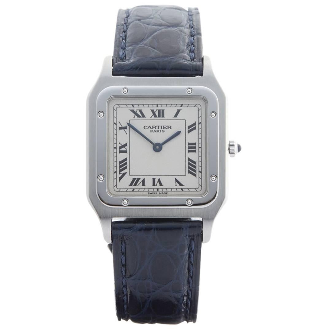  Cartier Paris Platinum Santos Dumont Mechanical Wind Wristwatch