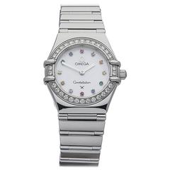 Used Omega Ladies Stainless Steel Constellation Gem Set Dial Quartz Wristwatch