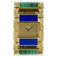 Vintage Rare Piaget Ladies Lapis Lazuli Malachite Set Manual Wind Wristwatch