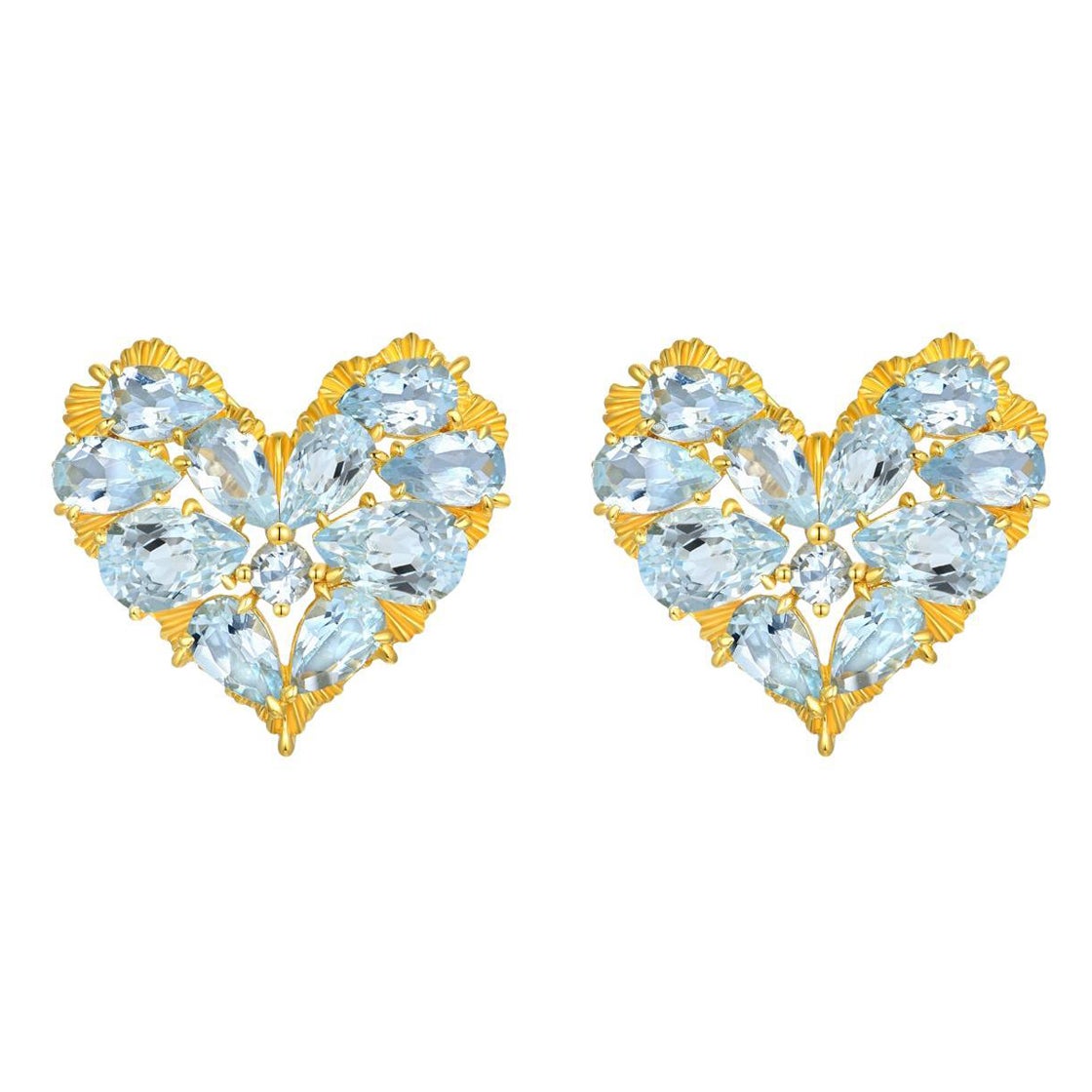 Nina Zhou Fantasy Heart Aquamarine Earrings