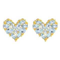 Nina Zhou Fantasy Heart Aquamarine Earrings