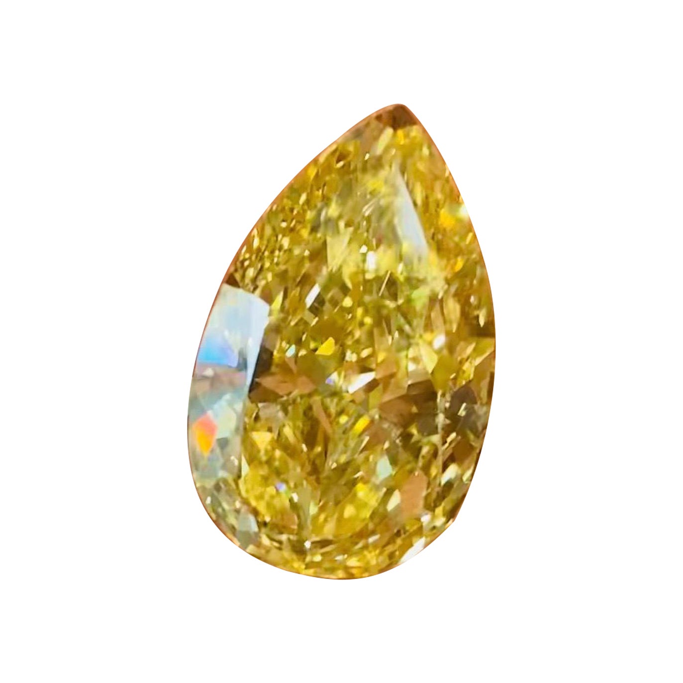 Emilio Gioielli GIA Certificato 20,00 Carati Fancy Intense Yellow Pear Diamond in vendita