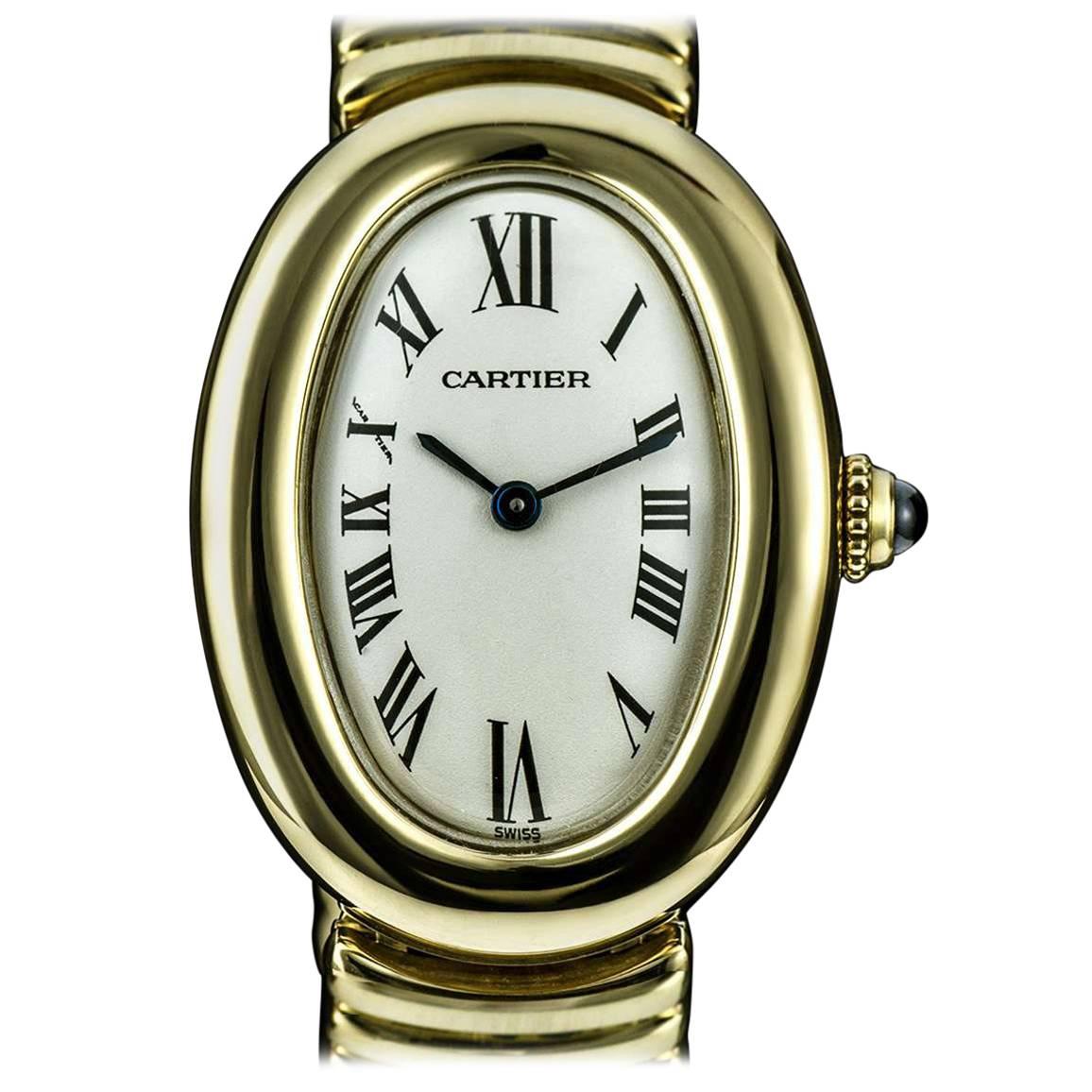 Cartier Ladies Yellow Gold Baignoire Quartz Wristwatch