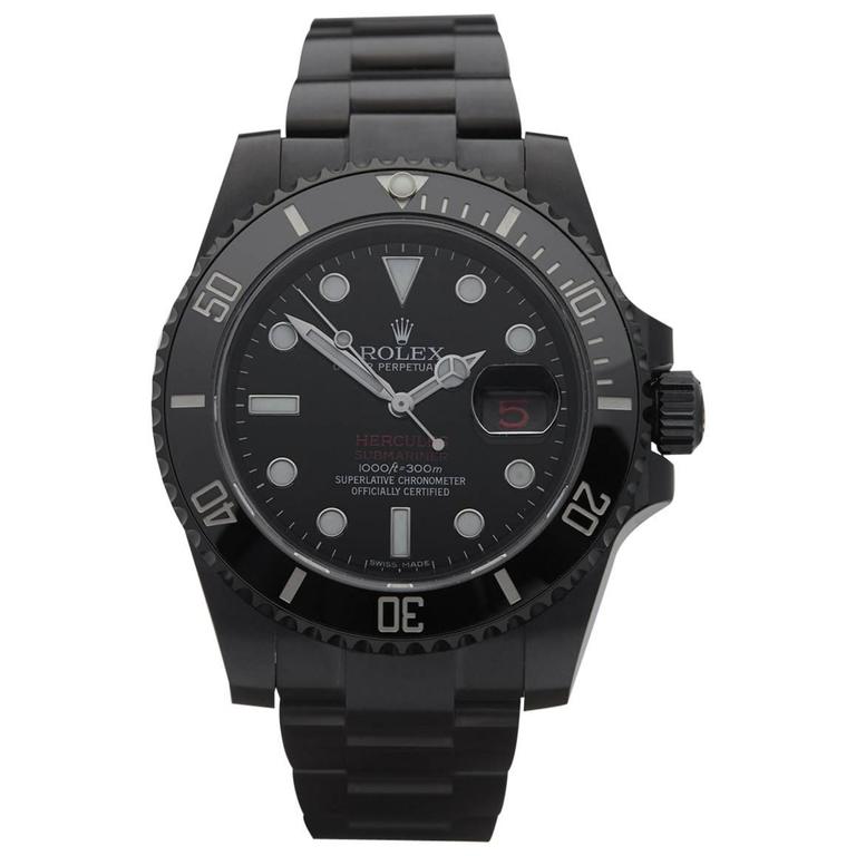 Rolex Stainless Steel Submariner Hercules Custom DLC Coated Automatic Watch