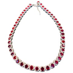 Emilio Jewelry Gia Certified 87.00 Carat Burma Ruby Necklace & Bracelet Set
