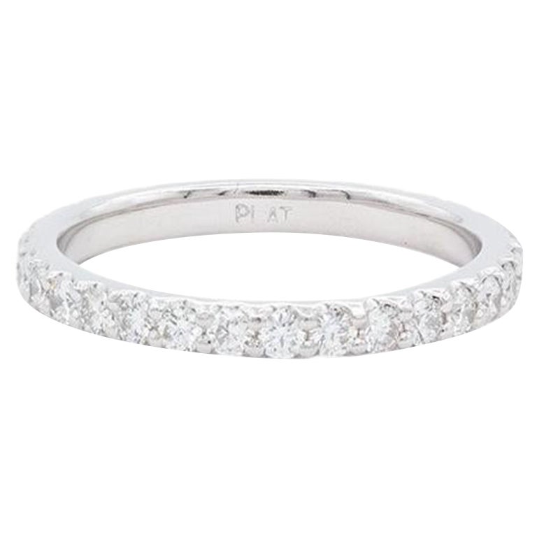 Platinum Round Brilliant Diamond Eternity U Pave Wedding Band 0.90ctw F-G/VS-SI