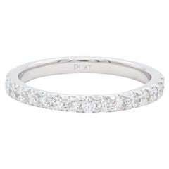 Platinum Round Brilliant Diamond Eternity U Pave Wedding Band 0.90ctw F-G/VS-SI