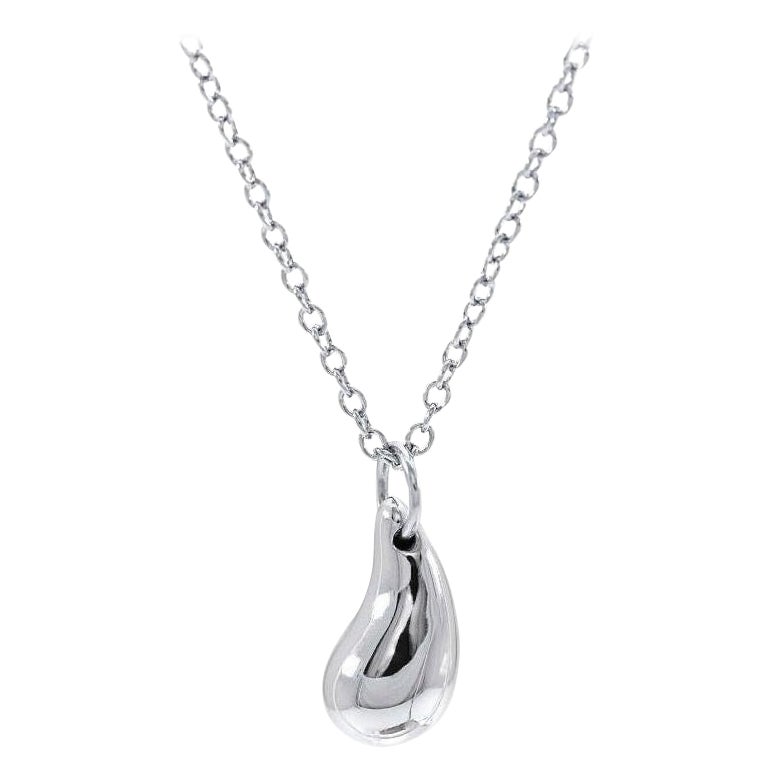 TIFFANY & Co. Elsa Peretti Platinum Teardrop Pendant Necklace