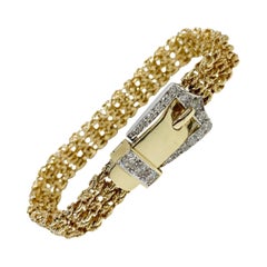 Two-Tone Diamond Byzantine Link Bracelet